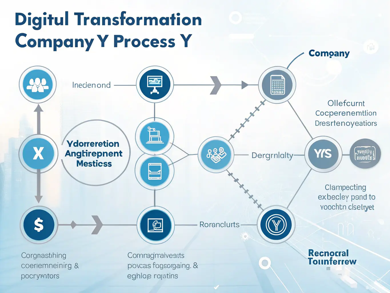 A visual representation of a well-structured digital transformation methodology, showcasing a step-by-step process from assessment to implementation.