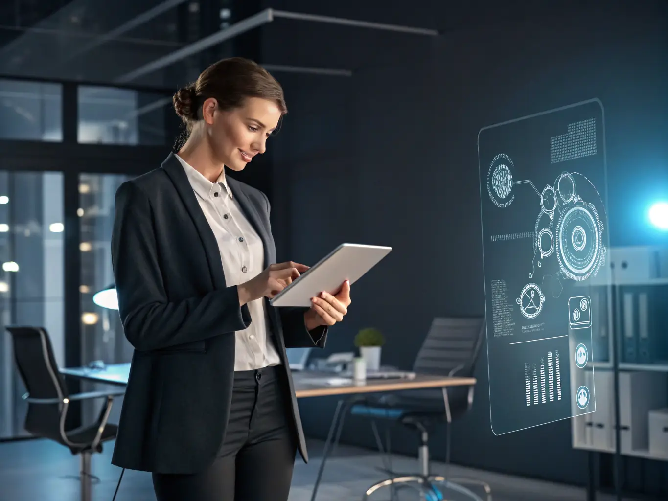 A consultant is demonstrating the adoption of new digital tools to a client, showcasing the ease of use and benefits. The image should convey simplicity and effectiveness.