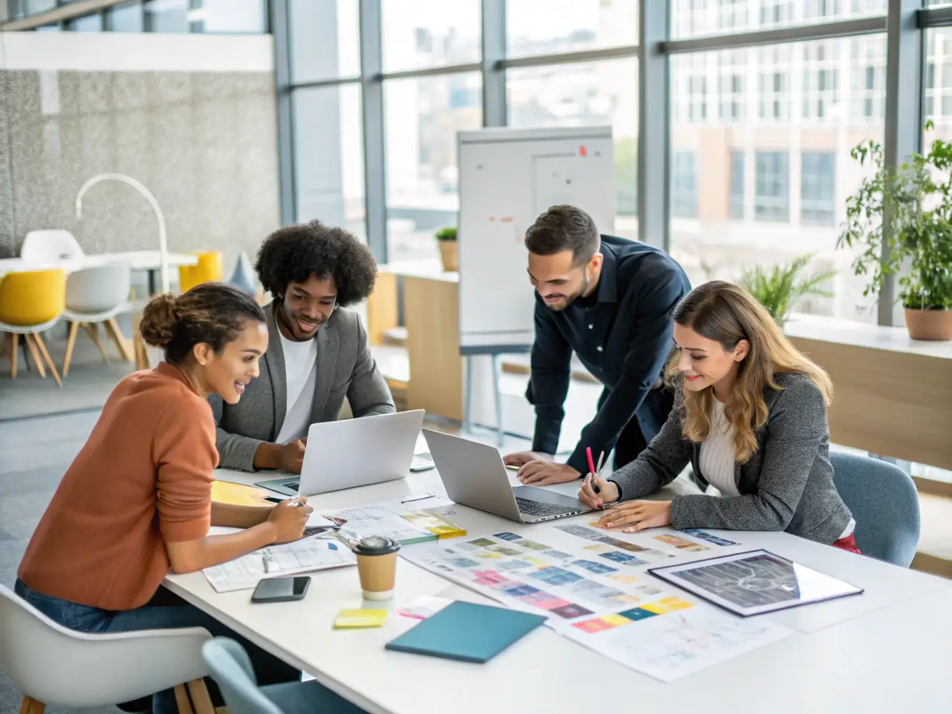 A team collaborating on the implementation of new digital tools, showcasing the adoption and integration of modern technologies.